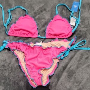 Pink and Blue Bikini Set